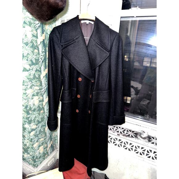 GIANFRANCO FERRE VINTAGE 80's 90's BLACK WOOL DOUBLE BREASTED COAT 42 - Picture 3 of 9